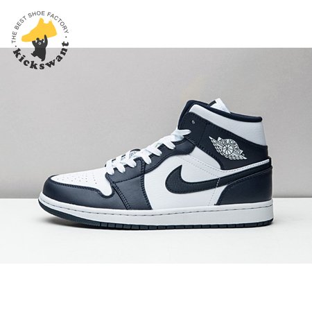 Jordan 1 Mid White Metallic Gold Obsidian 554724-174 Size 36-47.5